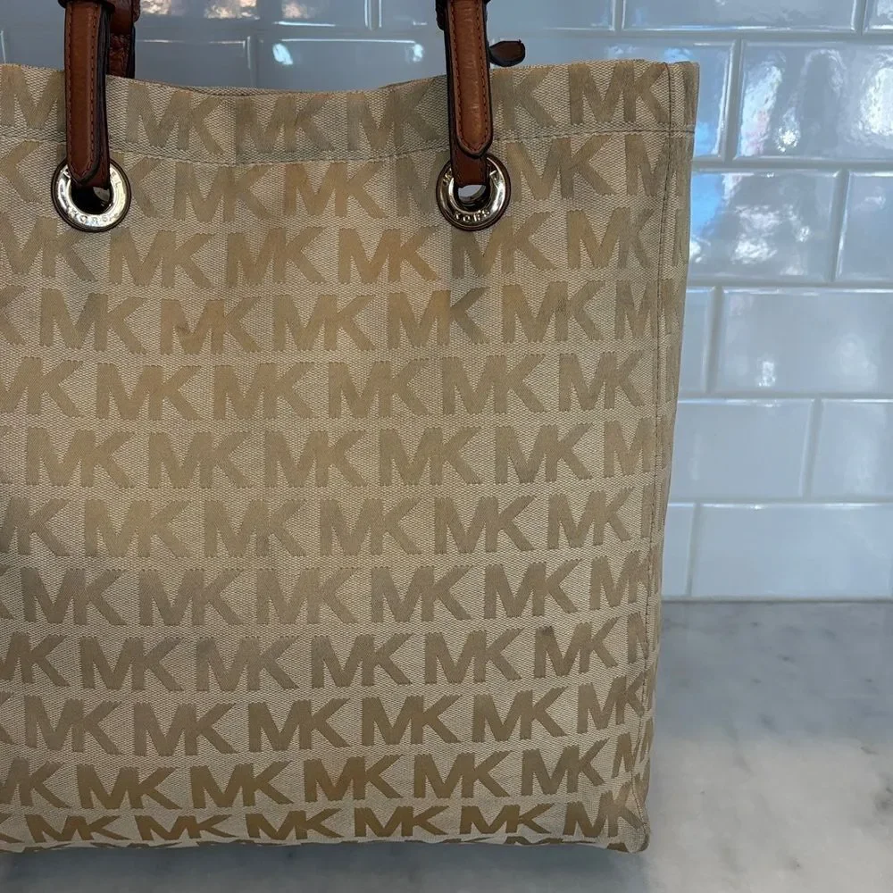 Michael Kors Bag Purse Handbag Signature Logo Shopper Tote Bag Pocketbook - Picture 3 of 16